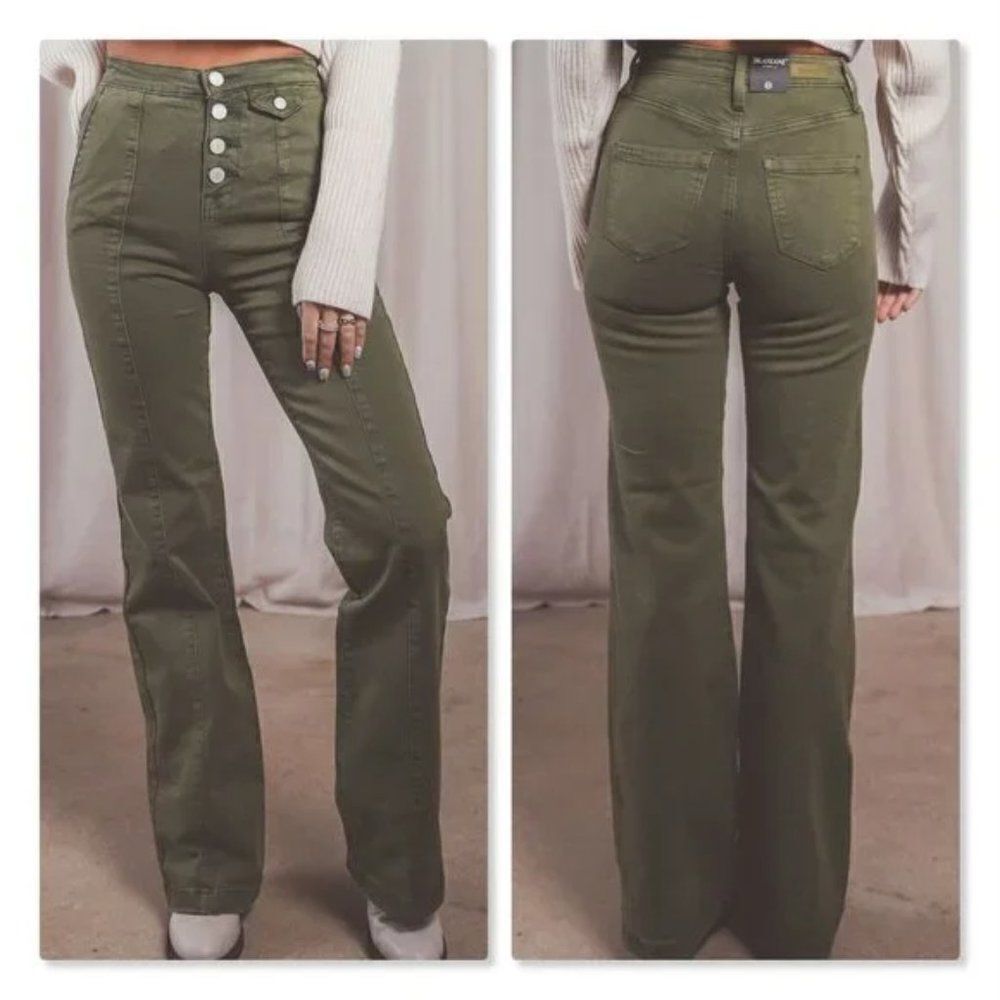 Blank NYC | 'The Delancey' Wide Leg Flared Jeans - [size 30x34 in Green]
